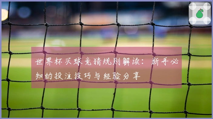 世界杯买球竞猜规则解读：新手必知的投注技巧与经验分享